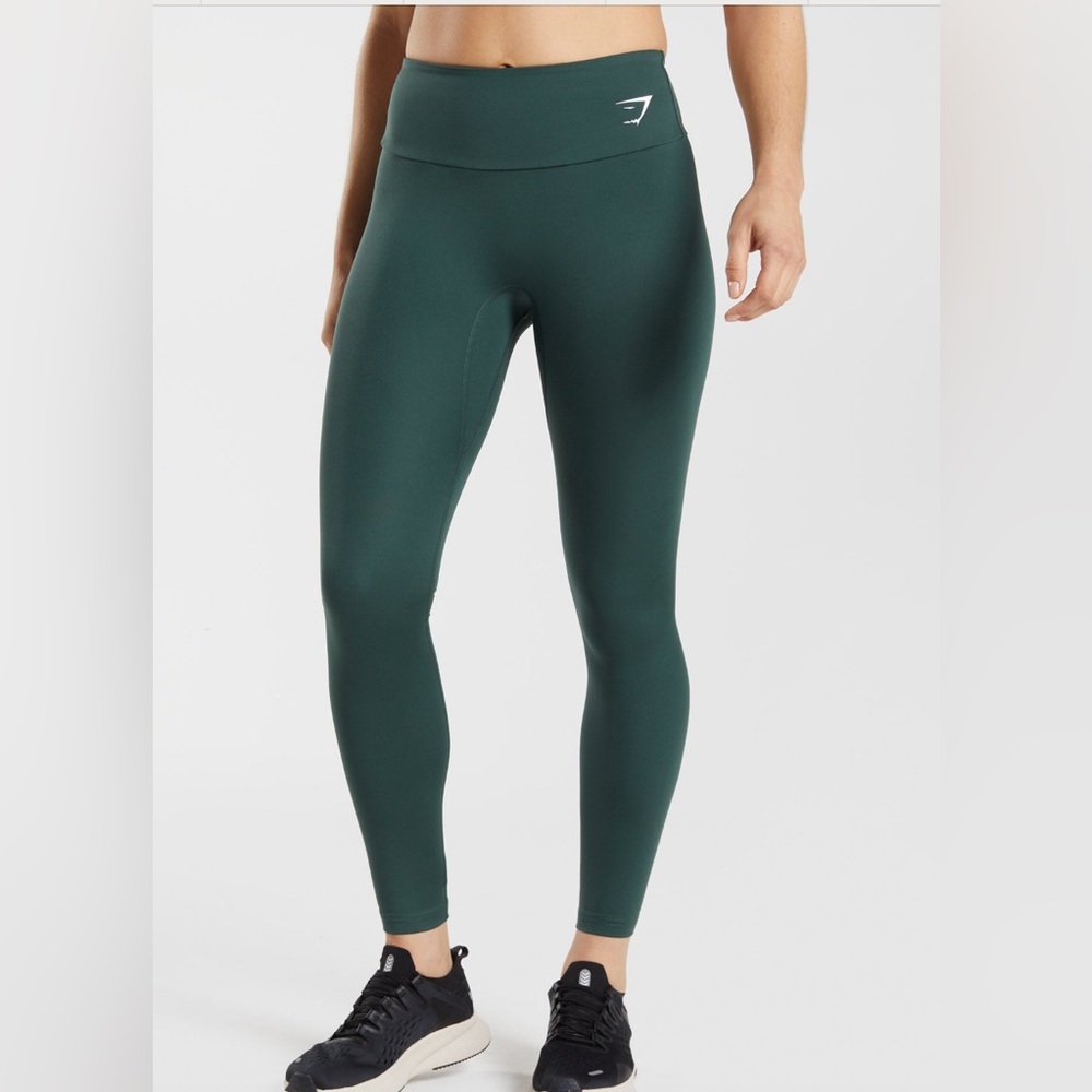 GYMSHARK Training Leggings - Cropped  Obsidian Green - Dark Green